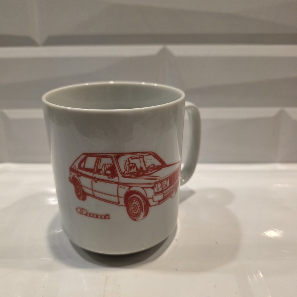 Vintage‎ Dodge Omni Mug 12 Fluid Oz Collectible Red And White Ceramic